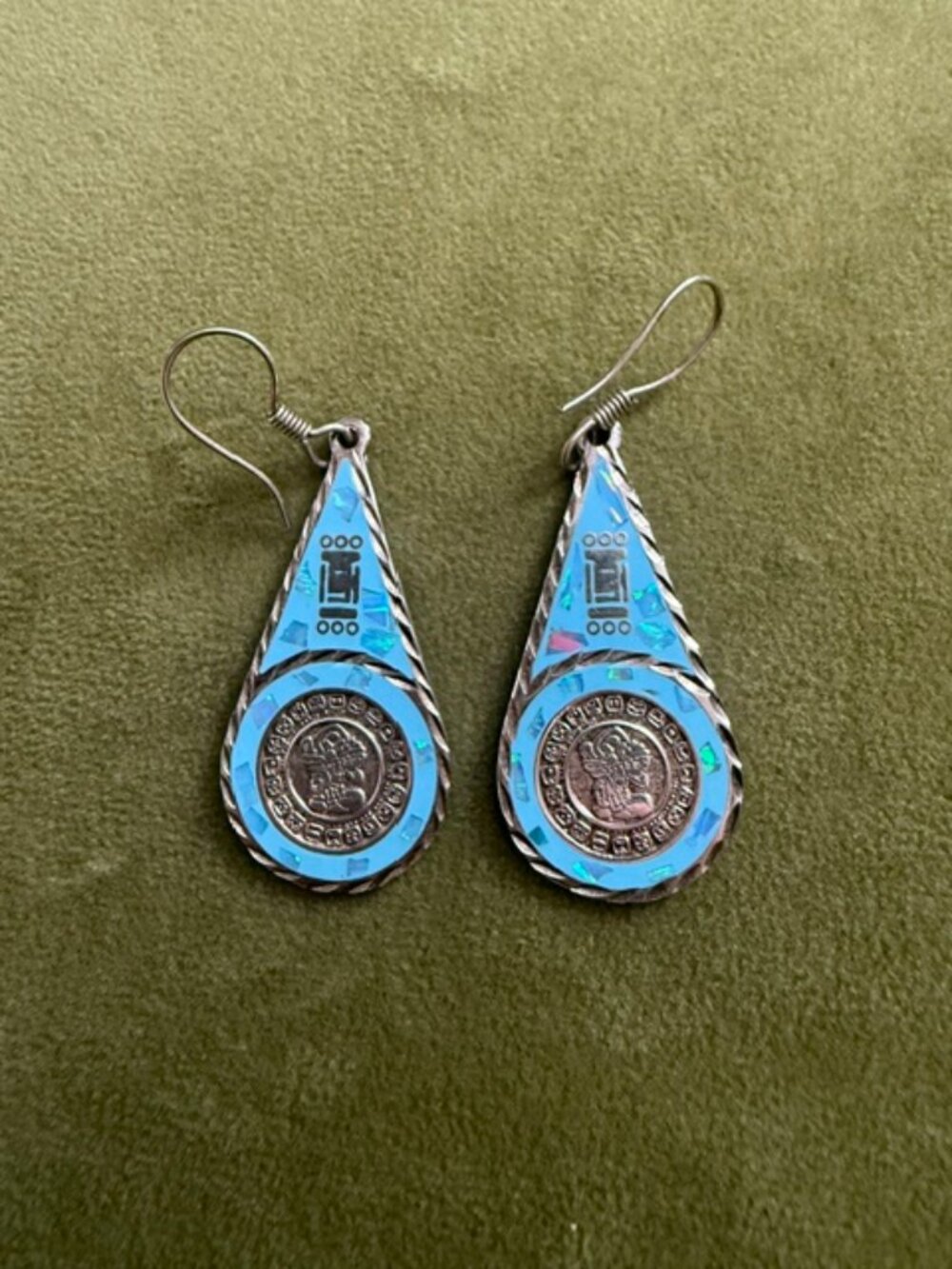 mex maya calendar teardrop earrings